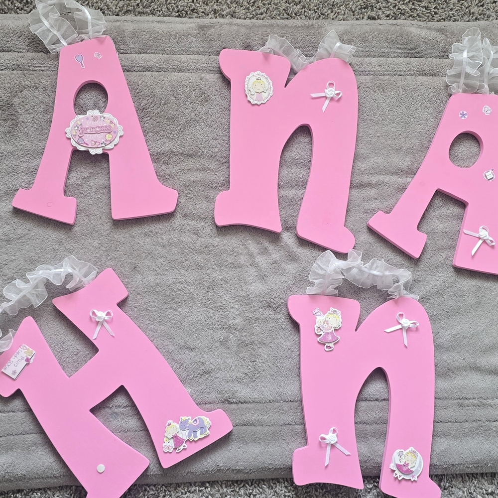 Pink Decorative Letters with Ribbons - Picture 3 of 6